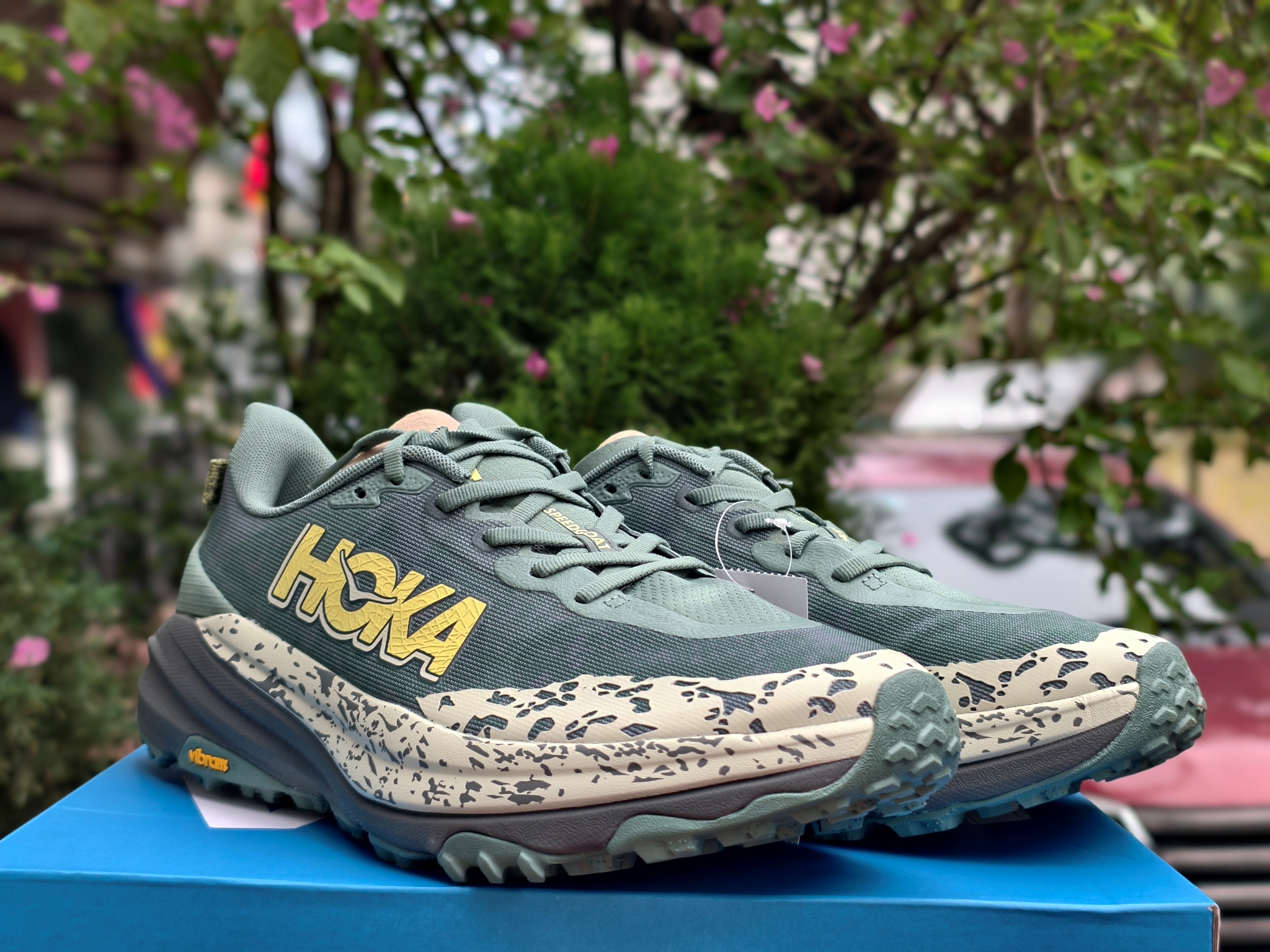 Giày Chạy Trail Nam HOKA Speedgoat 6 Wide - Xanh Lá