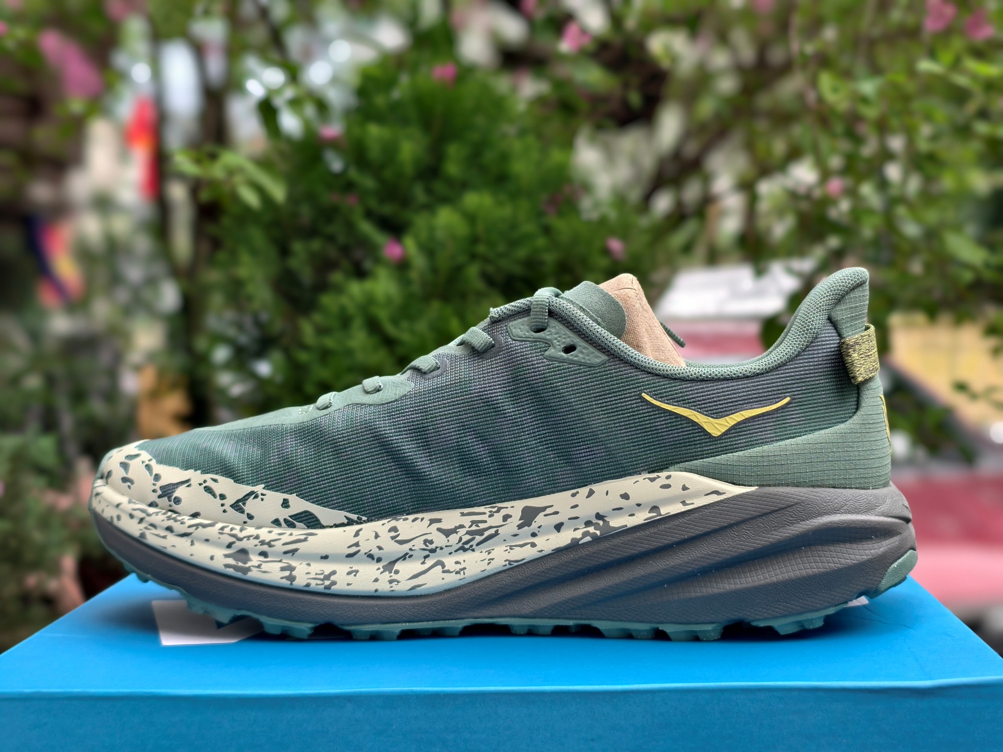 Giày Chạy Trail Nam HOKA Speedgoat 6 Wide - Xanh Lá - Hình ảnh 4